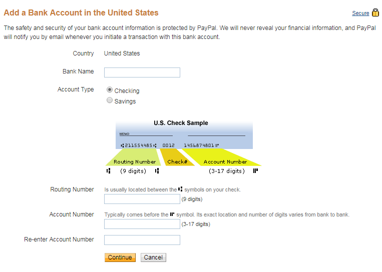 Add US Bank account PayPal